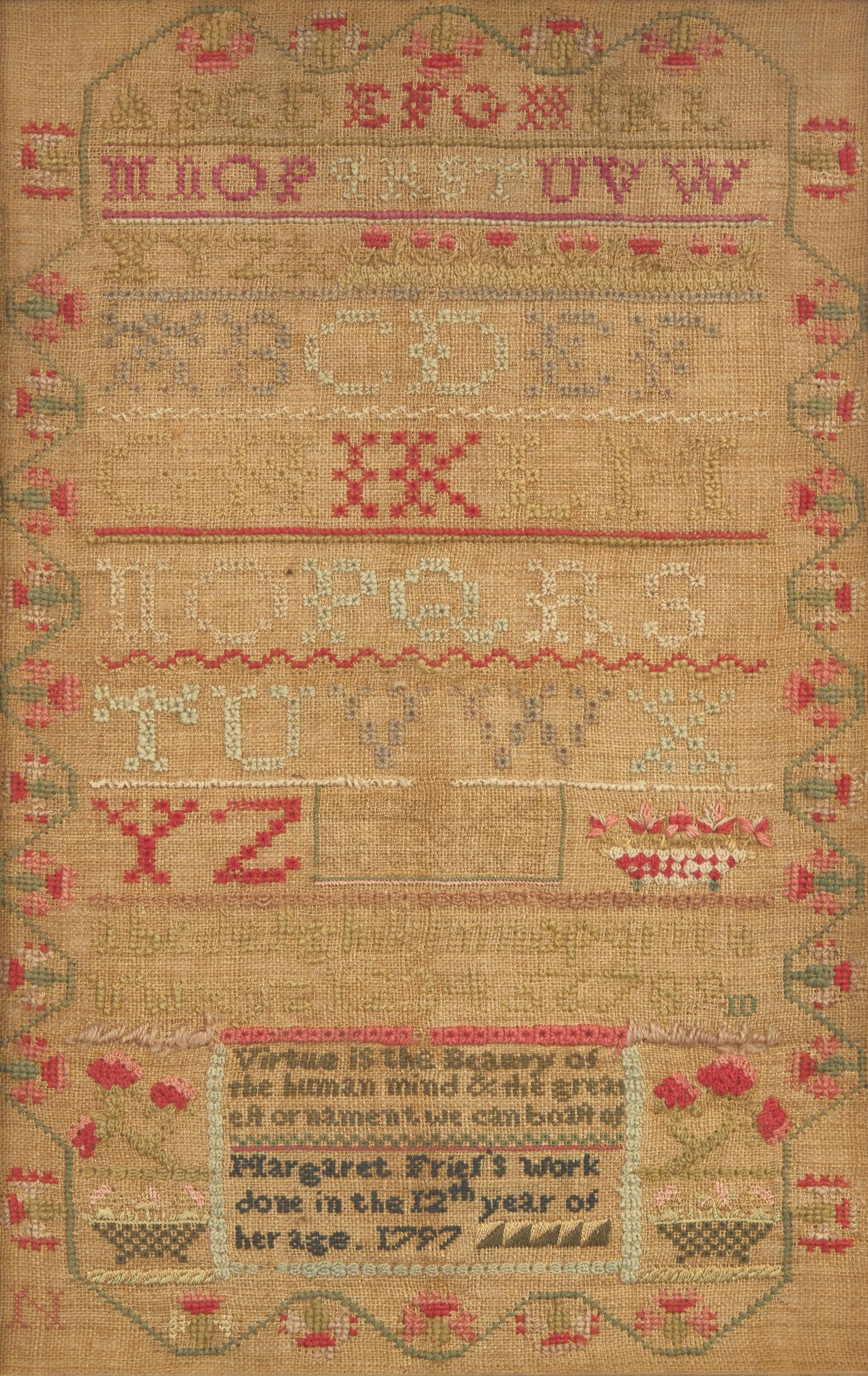 A Group of Three Needlework Samplers, Pennsylvania and New Jersey, 18th and 19th Century