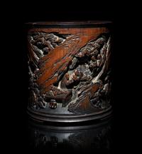 A Chinese Carved Bamboo Brushpot, Bitong