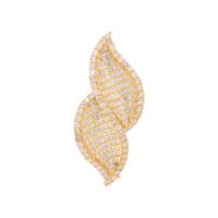 YELLOW GOLD AND DIAMOND LEAF BROOCH