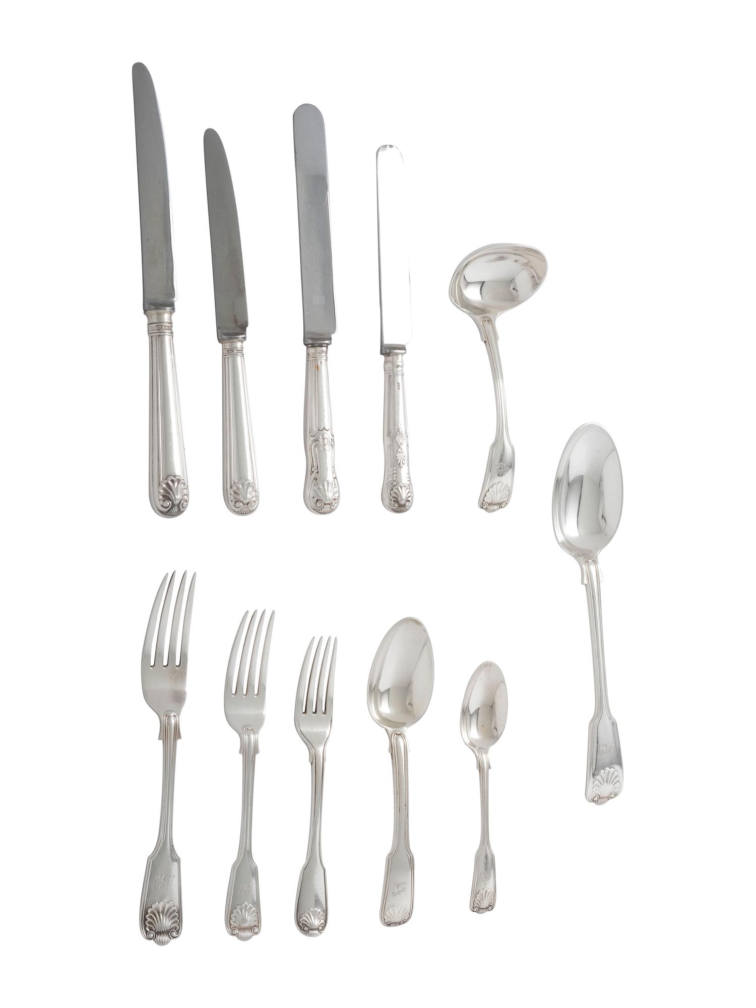 An English Silver Flatware Service