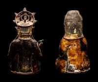 Two Chinese Parcel Gilt Bronze Figures of Guanyin