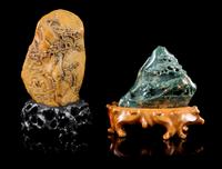 Two Small Hardstone Boulders Height of larger 4 1/4 inches. — EARLY 20TH CENTURY