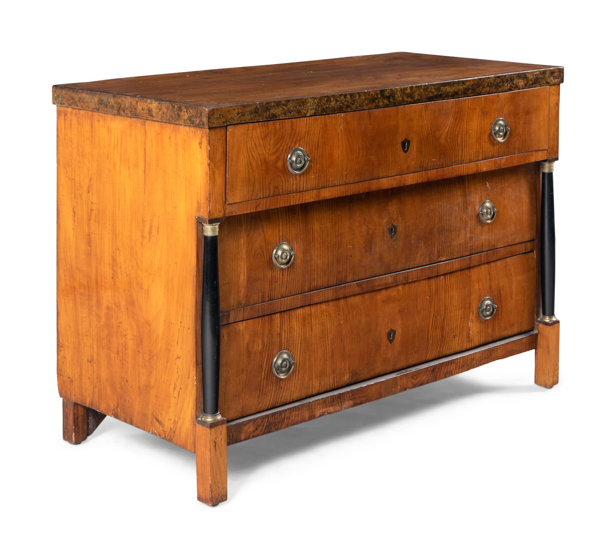 A North European Part-Ebonized Birch Commode