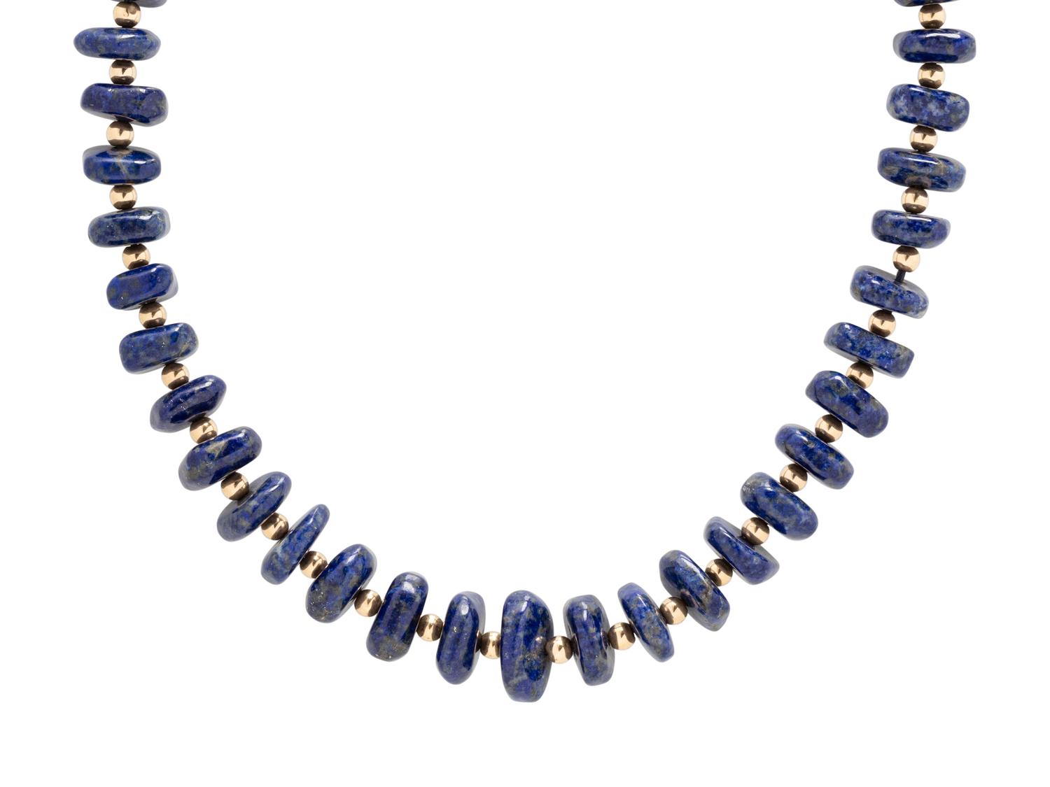 LAPIS LAZULI AND YELLOW GOLD NECKLACE