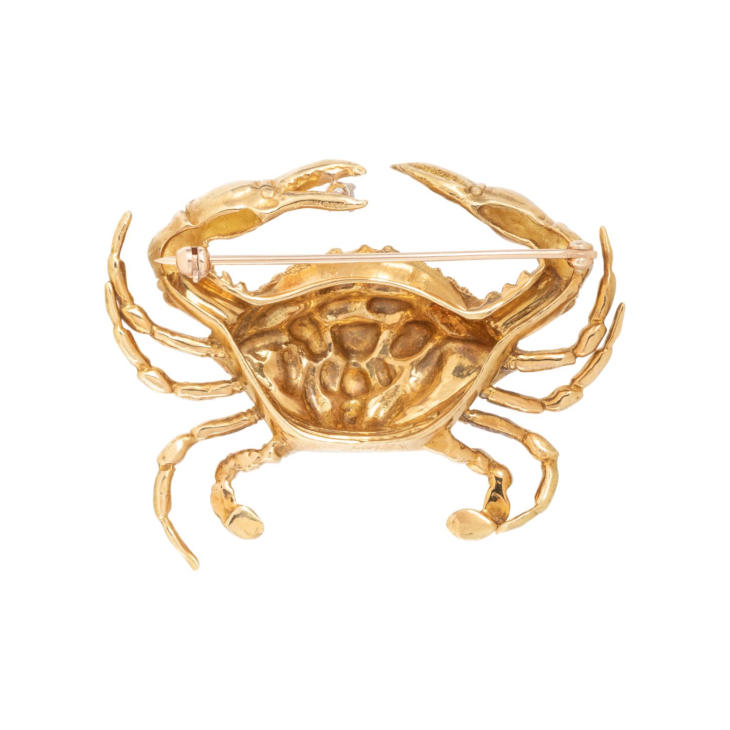 YELLOW GOLD AND DIAMOND CRAB BROOCH