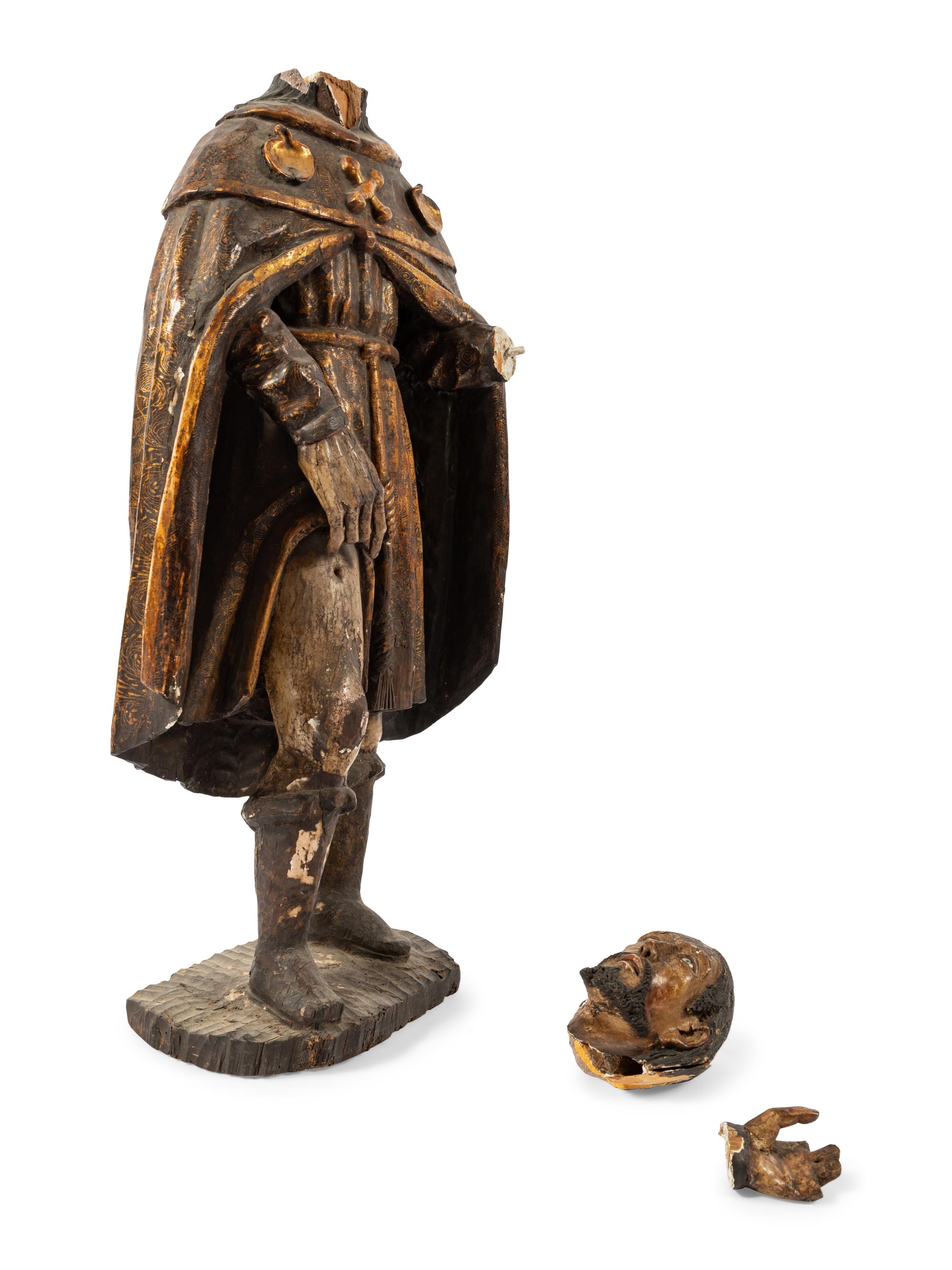 A Continental Painted Figure of a Saint
