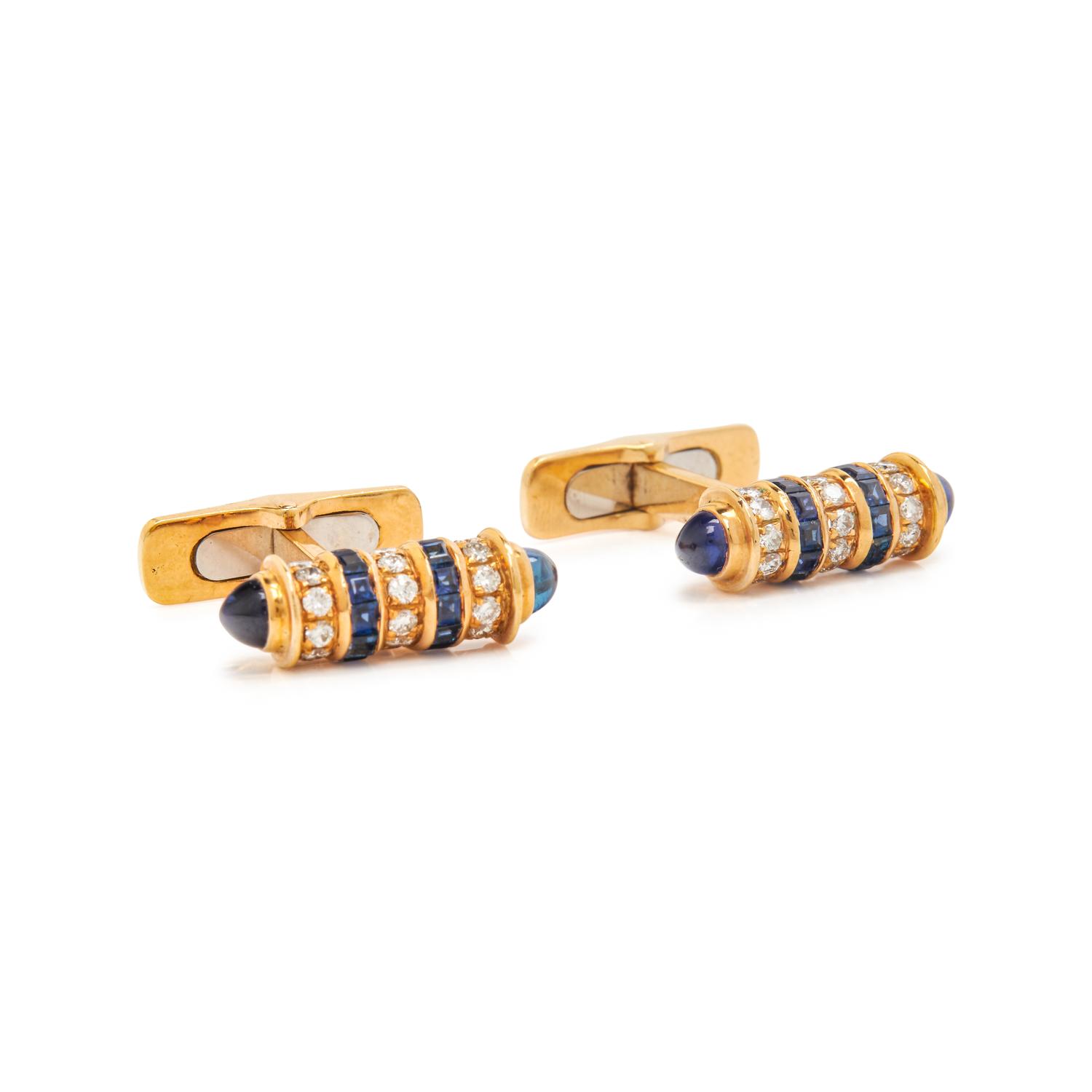 DIAMOND AND SAPPHIRE CUFFLINKS