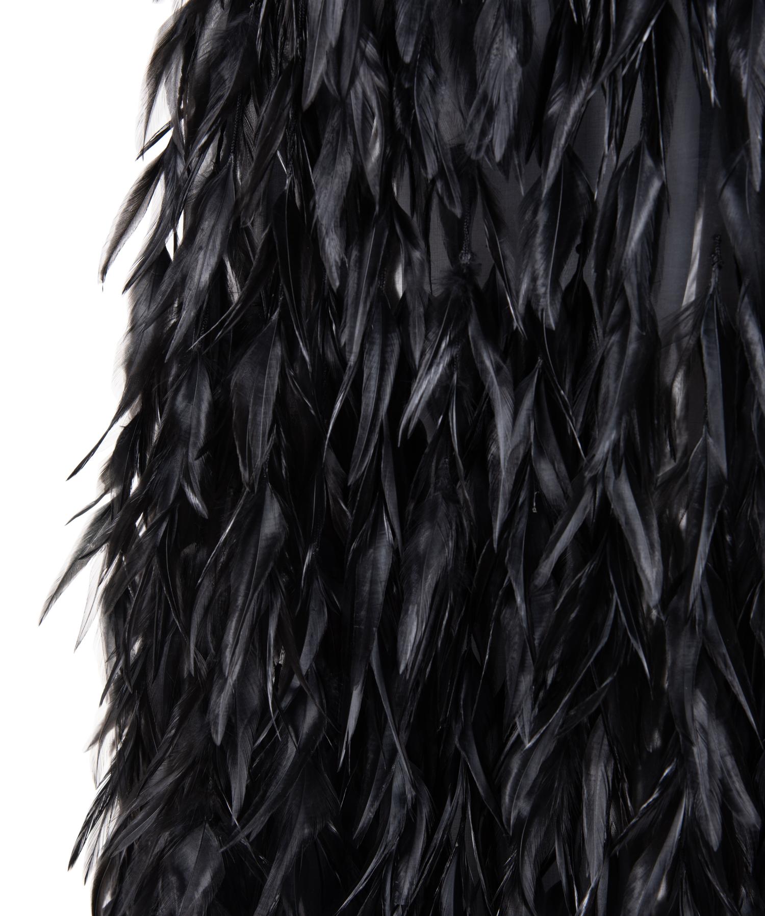 Givenchy Haute Couture Velvet Dress with Feathers, 1970-80s