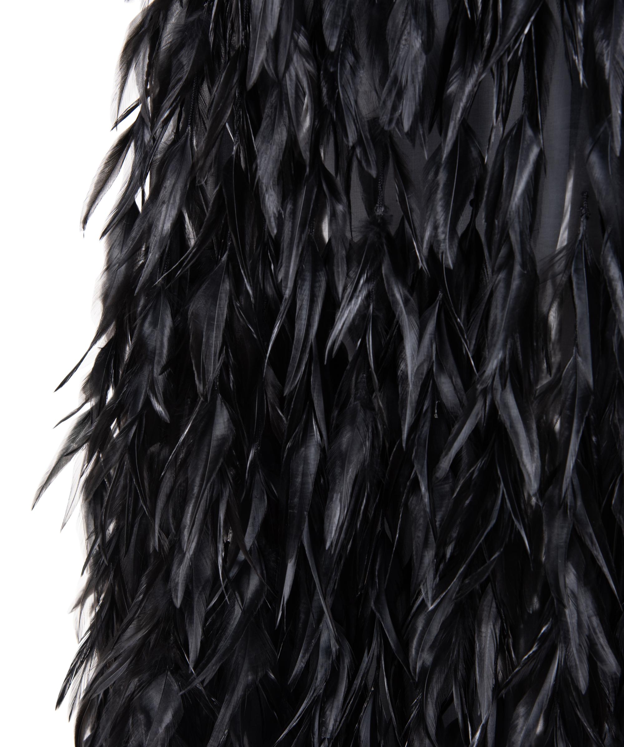 Givenchy Haute Couture Velvet Dress with Feathers, 1970-80s