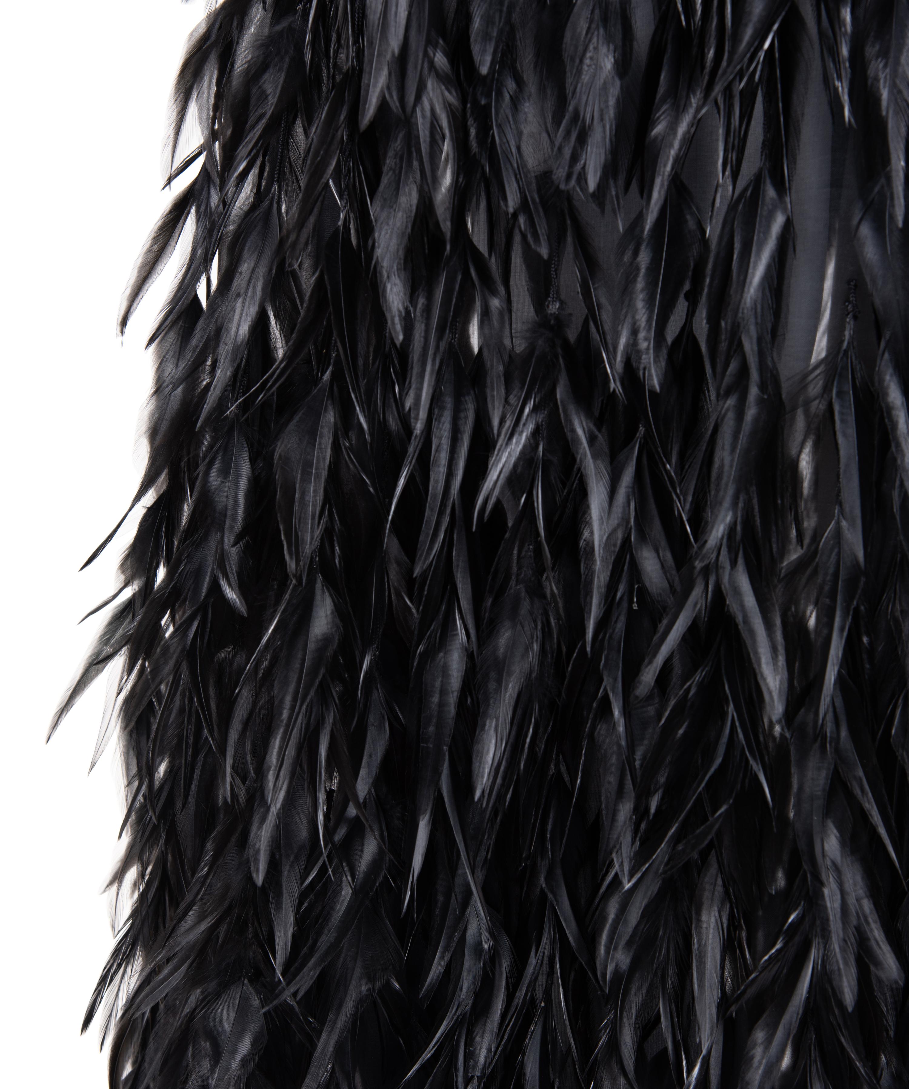 Givenchy Haute Couture Velvet Dress with Feathers, 1970-80s
