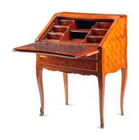 A Louis XV Style Tulipwood Parquetry Bureau en Pente