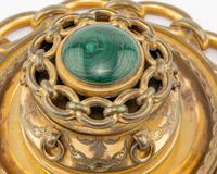 A Victorian Gilt-Brass and Malachite Ink Well