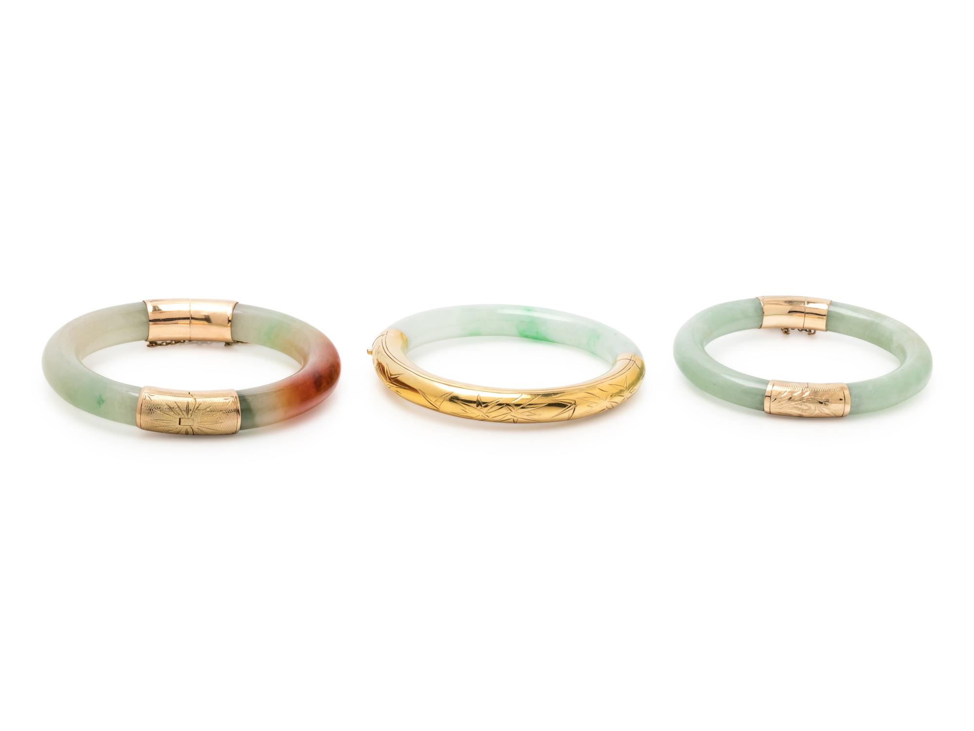 COLLECTION OF JADE BRACELETS