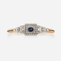 A sapphire, diamond, platinum, and gold bracelet
