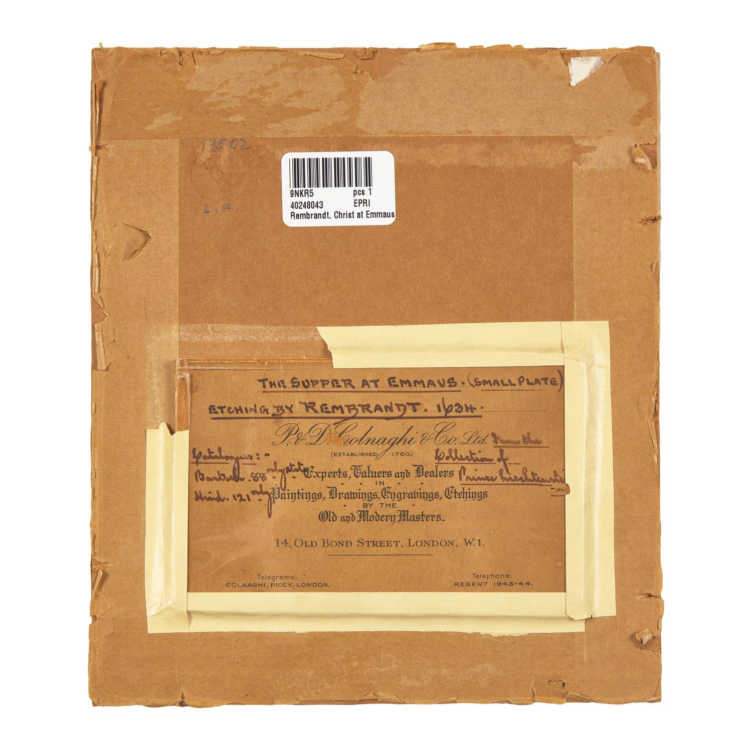 Rembrandt van Rijn (Dutch, 1606–1669) — Christ at Emmaus: the Smaller Plate , 1634