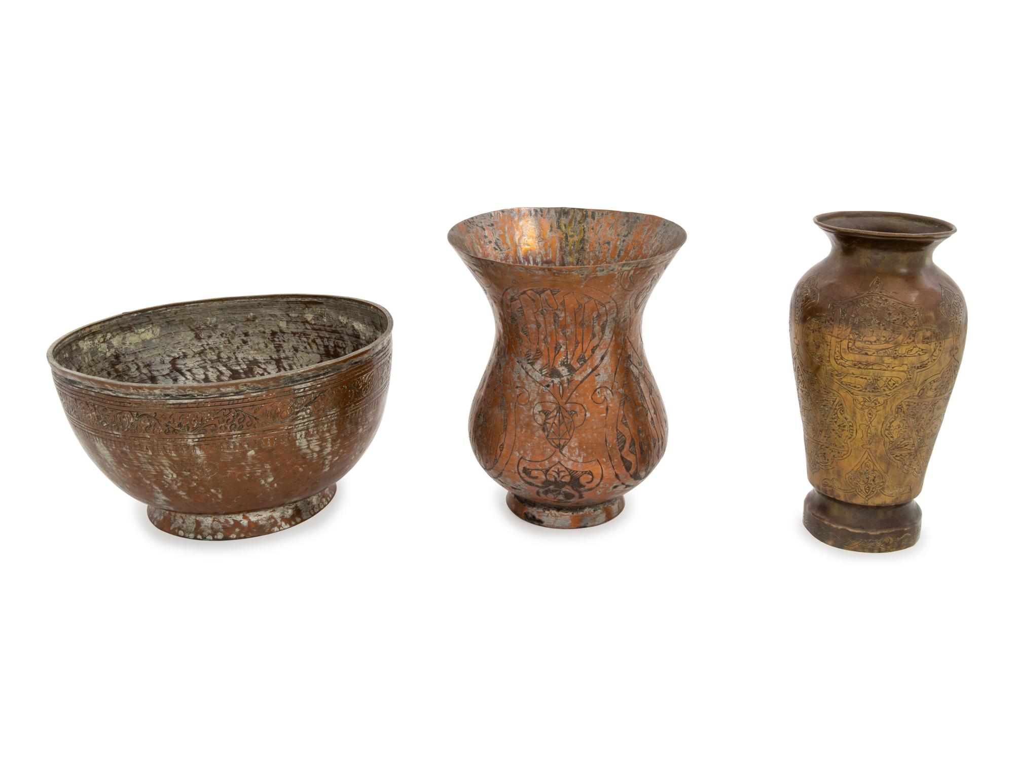 Seven Tinned Copper Items