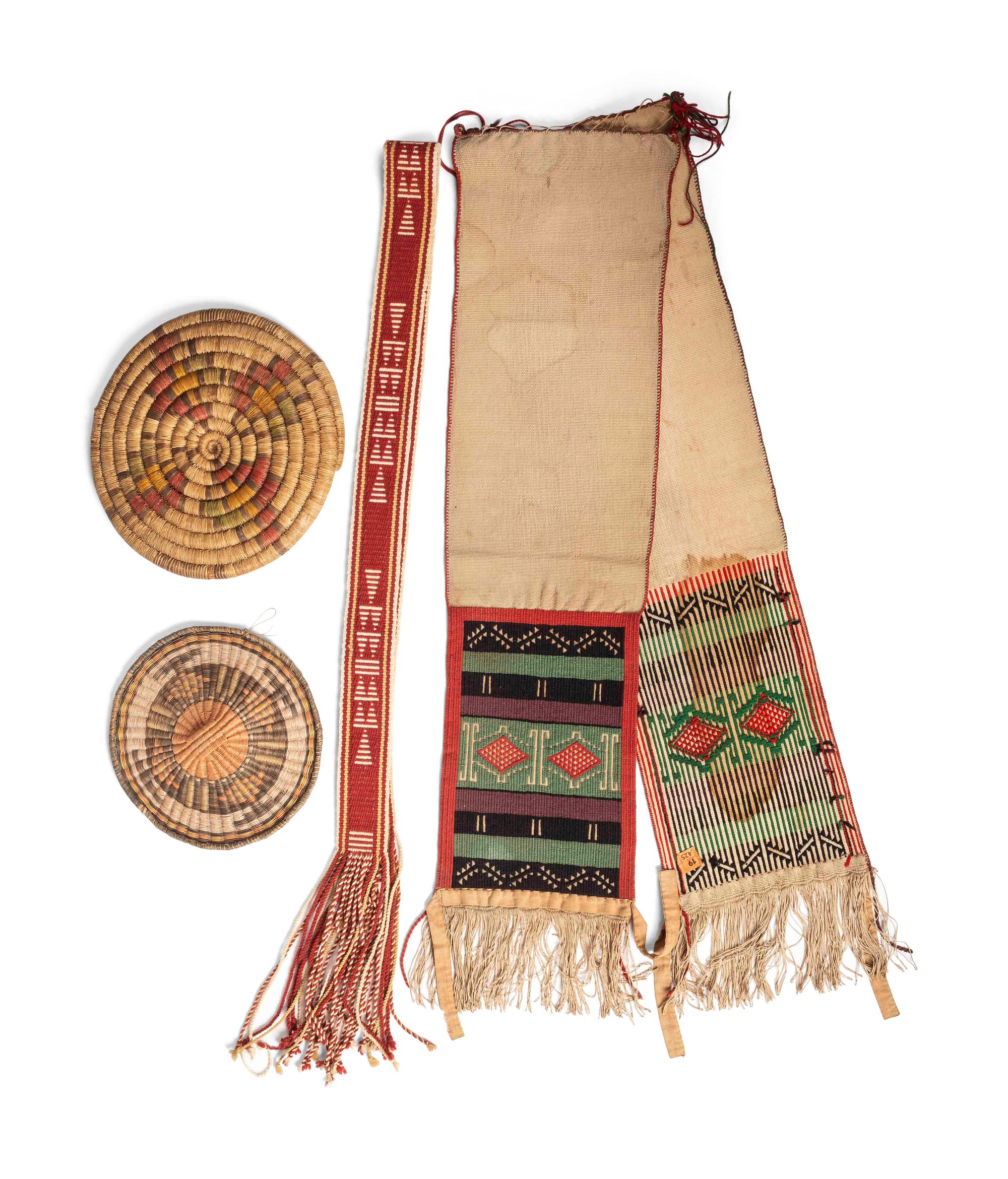 Hopi Second and Third Mesa Baskets, Dance Sashes