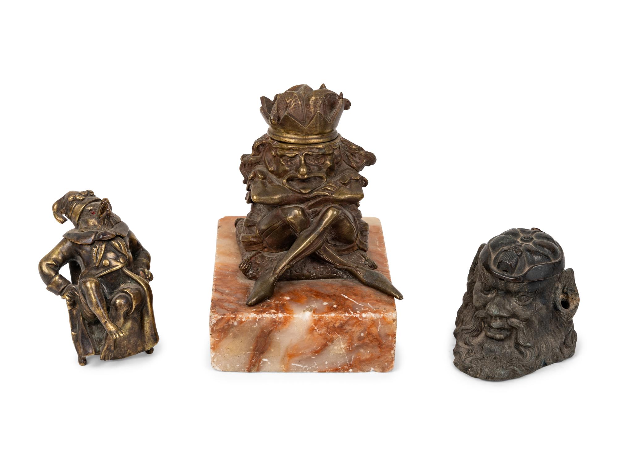 Three Continental Figural Inkwells
