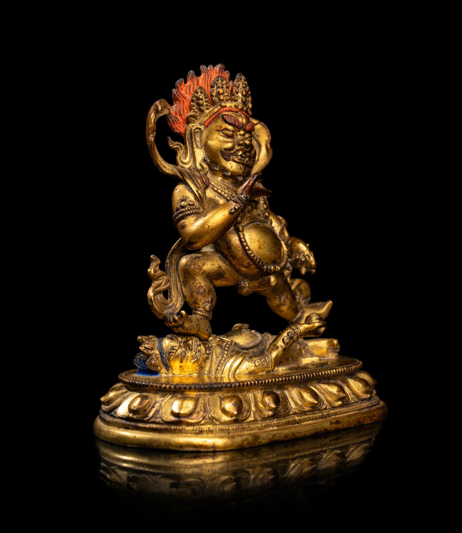 A Sino-Tibetan Gilt Bronze Mahakala