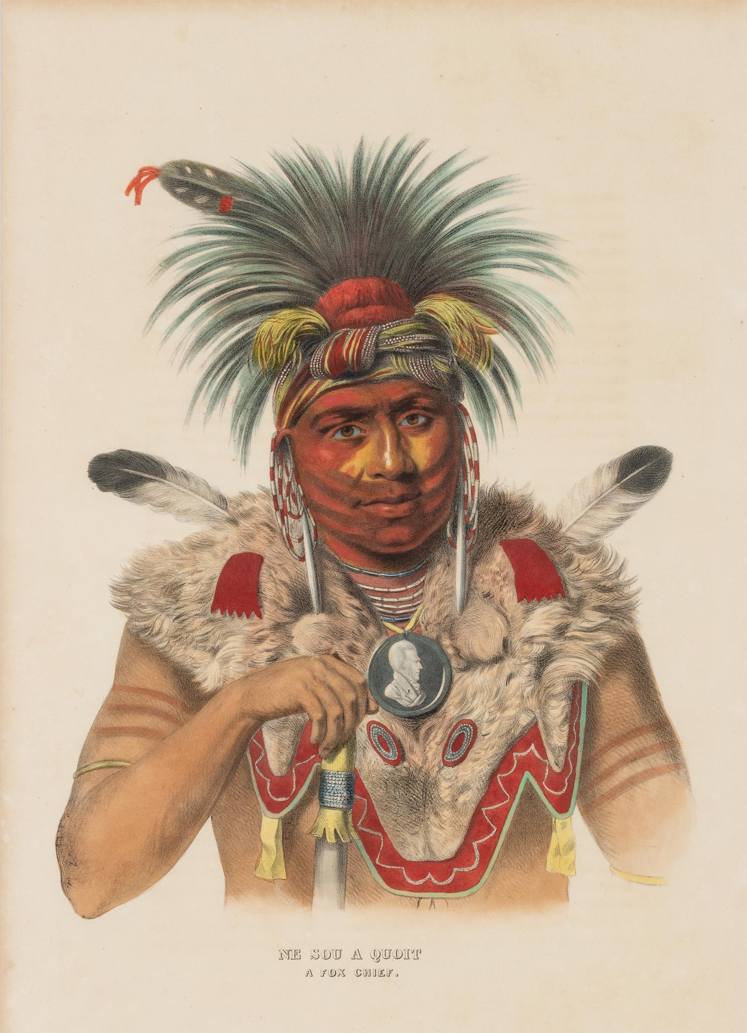 MCKENNEY, Thomas L. (1785-1859) and James HALL (1793-1868). Two portraits from History of the Indian Tribes of North America . [Philadelphia, ca 1844 or later]. Lithographs with hand-coloring, comprising: