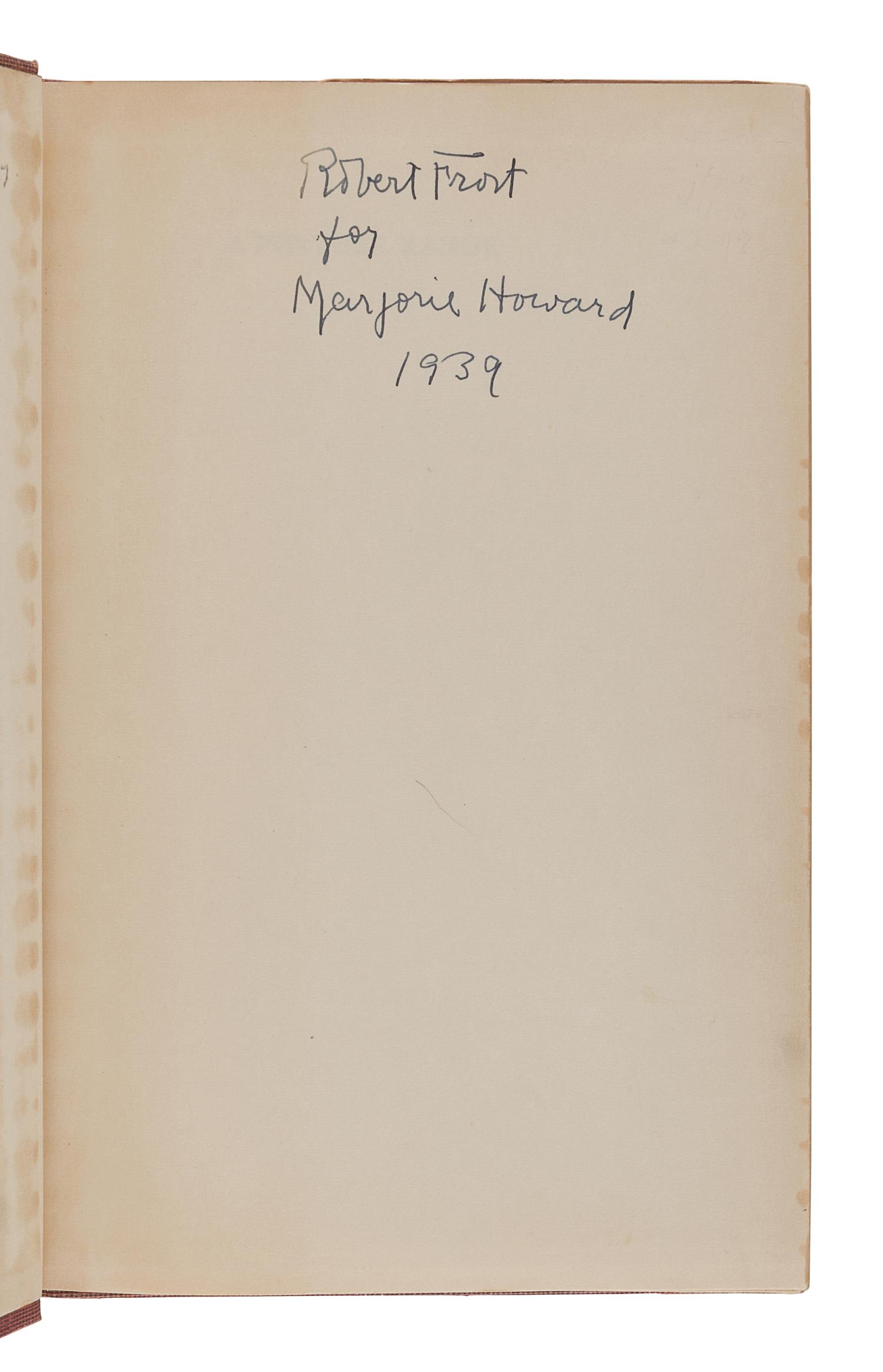 FROST, Robert (1874-1963). A Further Range. New York: Henry Holt and Company, 1936.