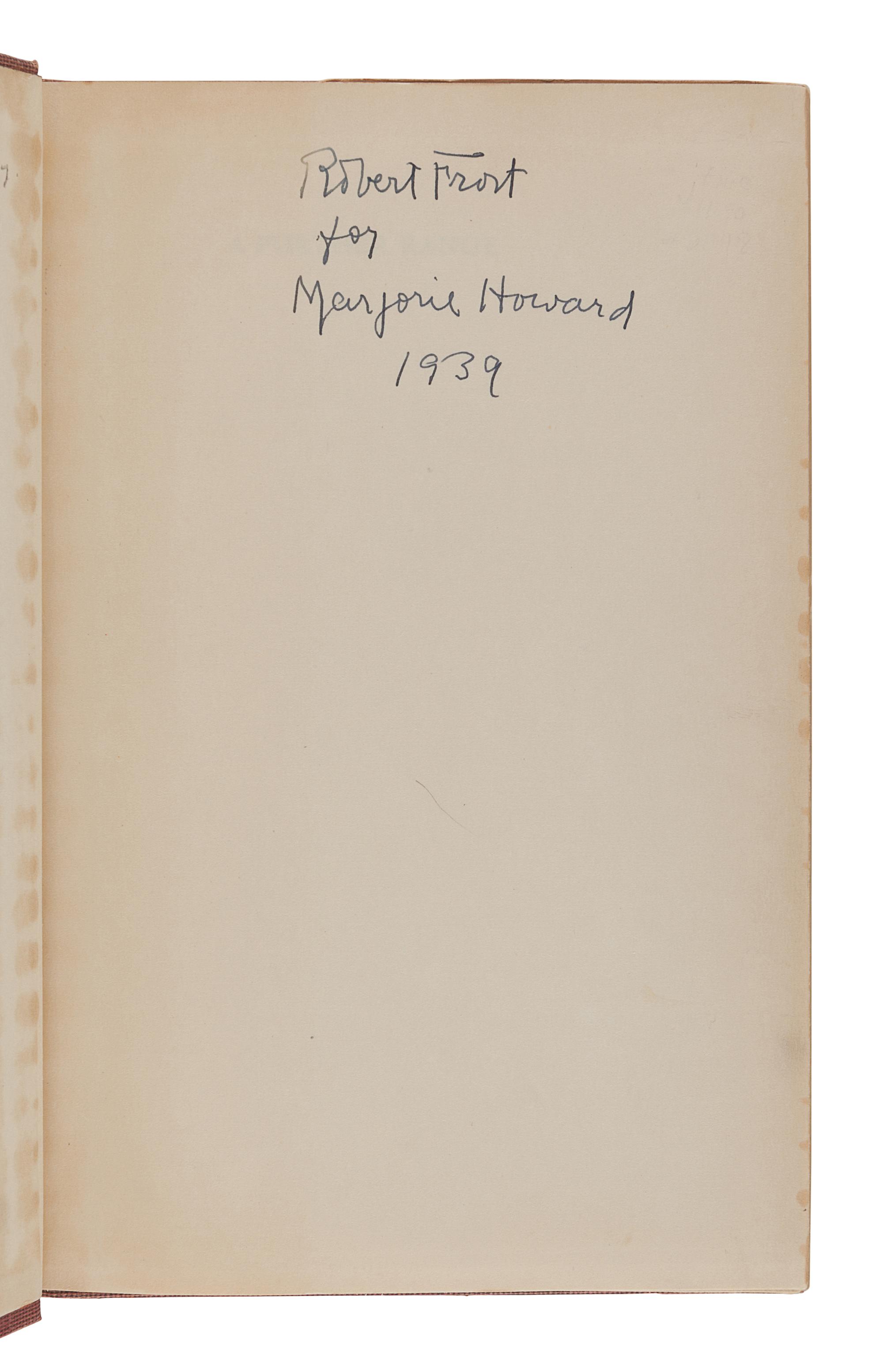 FROST, Robert (1874-1963). A Further Range. New York: Henry Holt and Company, 1936.