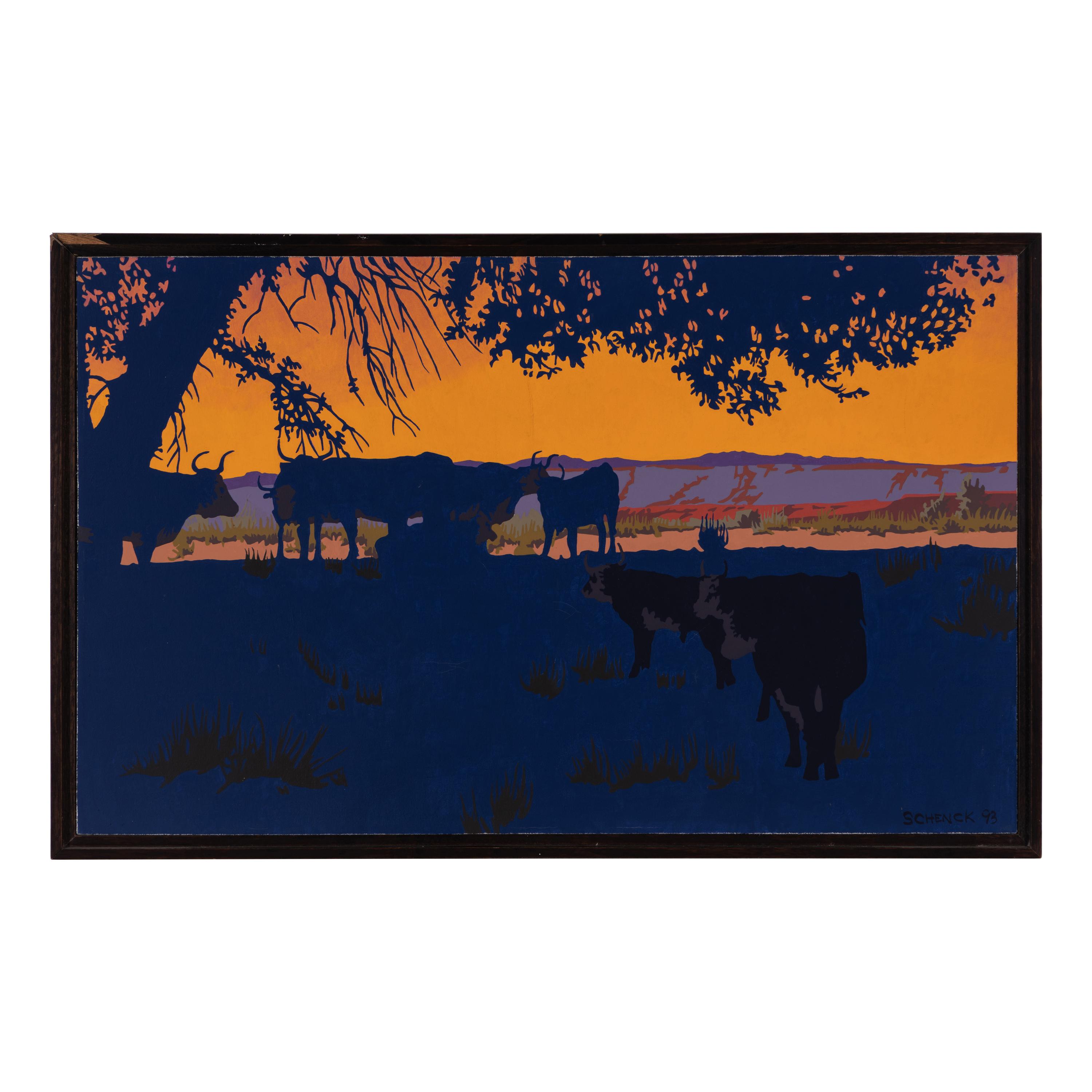 Bill Schenck (American, b. 1947) — Longhorns in the Shade , 1993