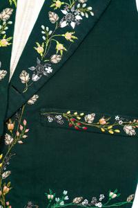 Men's Embroidered Green Ribbed Silk Waistcoat, 1830s