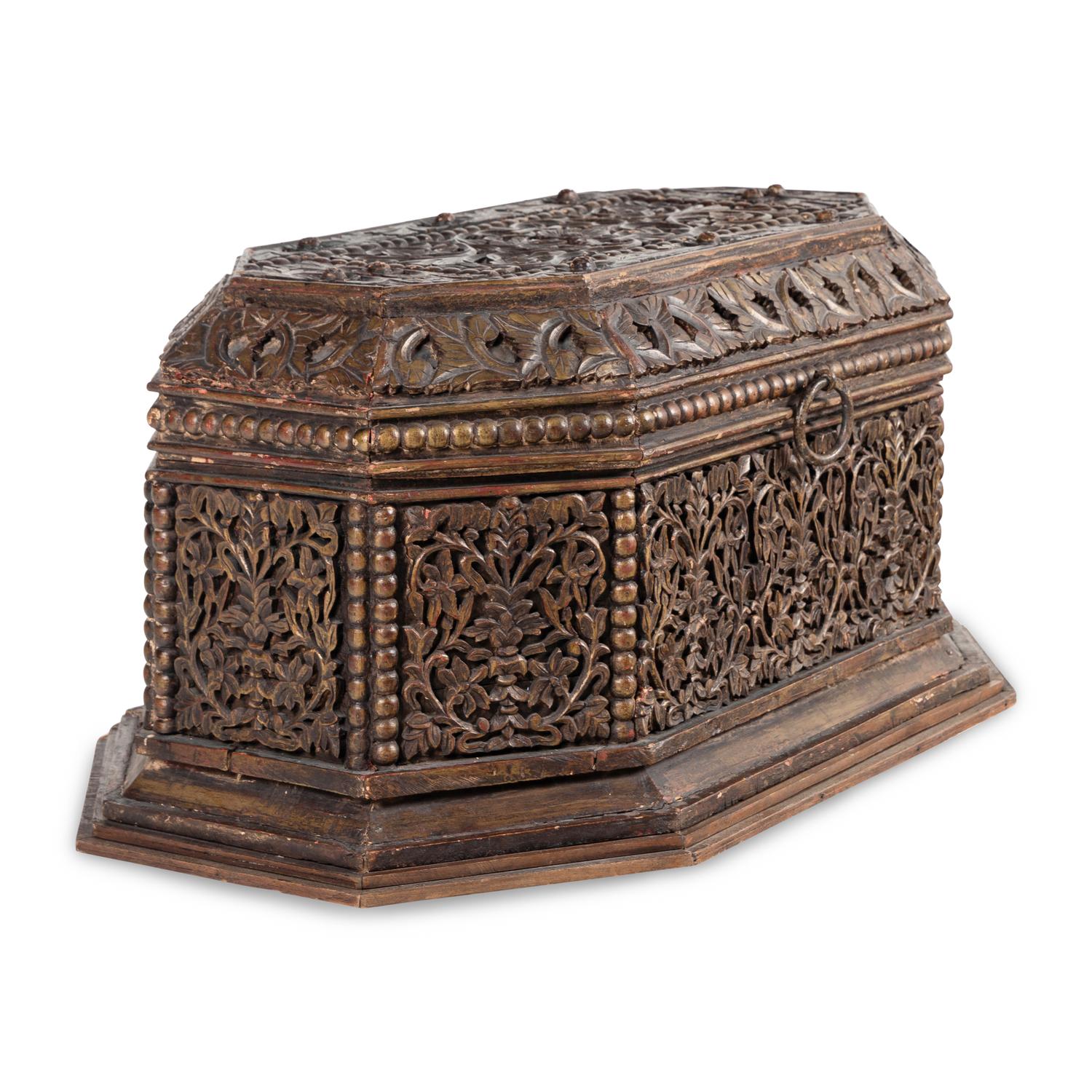 An Indonesian Carved and Polychrome Decorated Dowry Chest