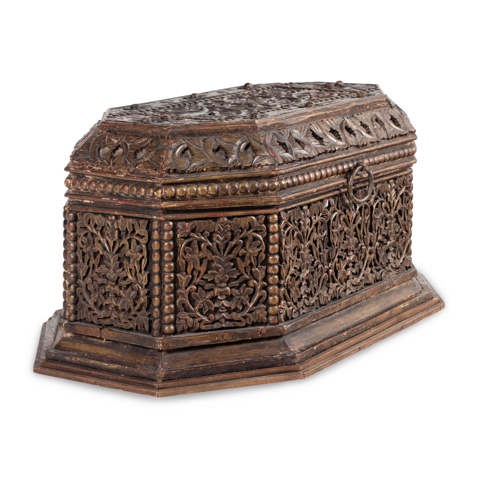 An Indonesian Carved and Polychrome Decorated Dowry Chest