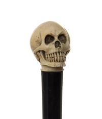 An English Silver and Ivory Handled Walking Stick, JH, London, 1922, Diameter of handle 1 1/2 x length overall 33 1/2 inches.