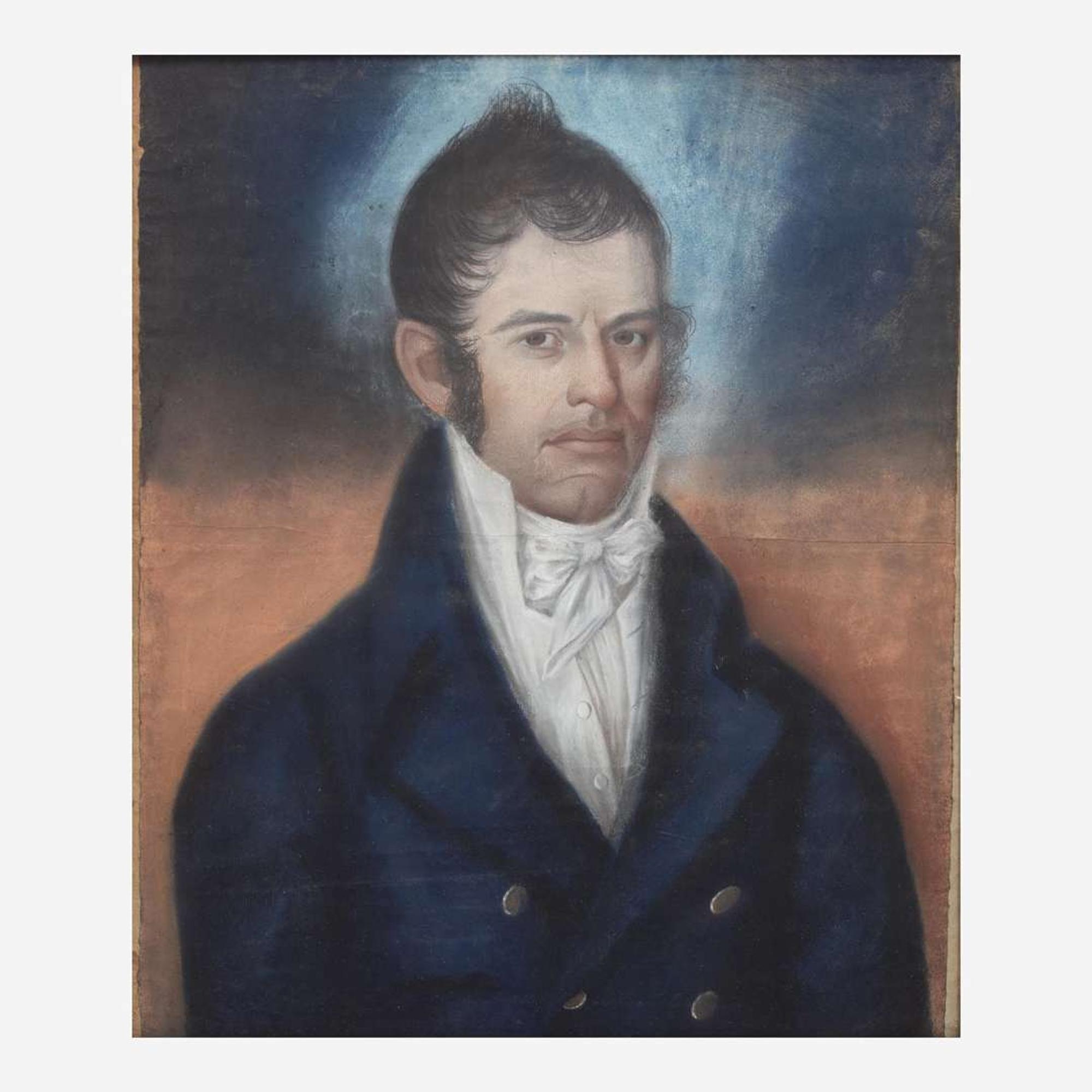 Attributed to James Martin (English, active mid-Atlantic states 1794-1820) A Pair of Portraits: A Young Lady and Gentleman