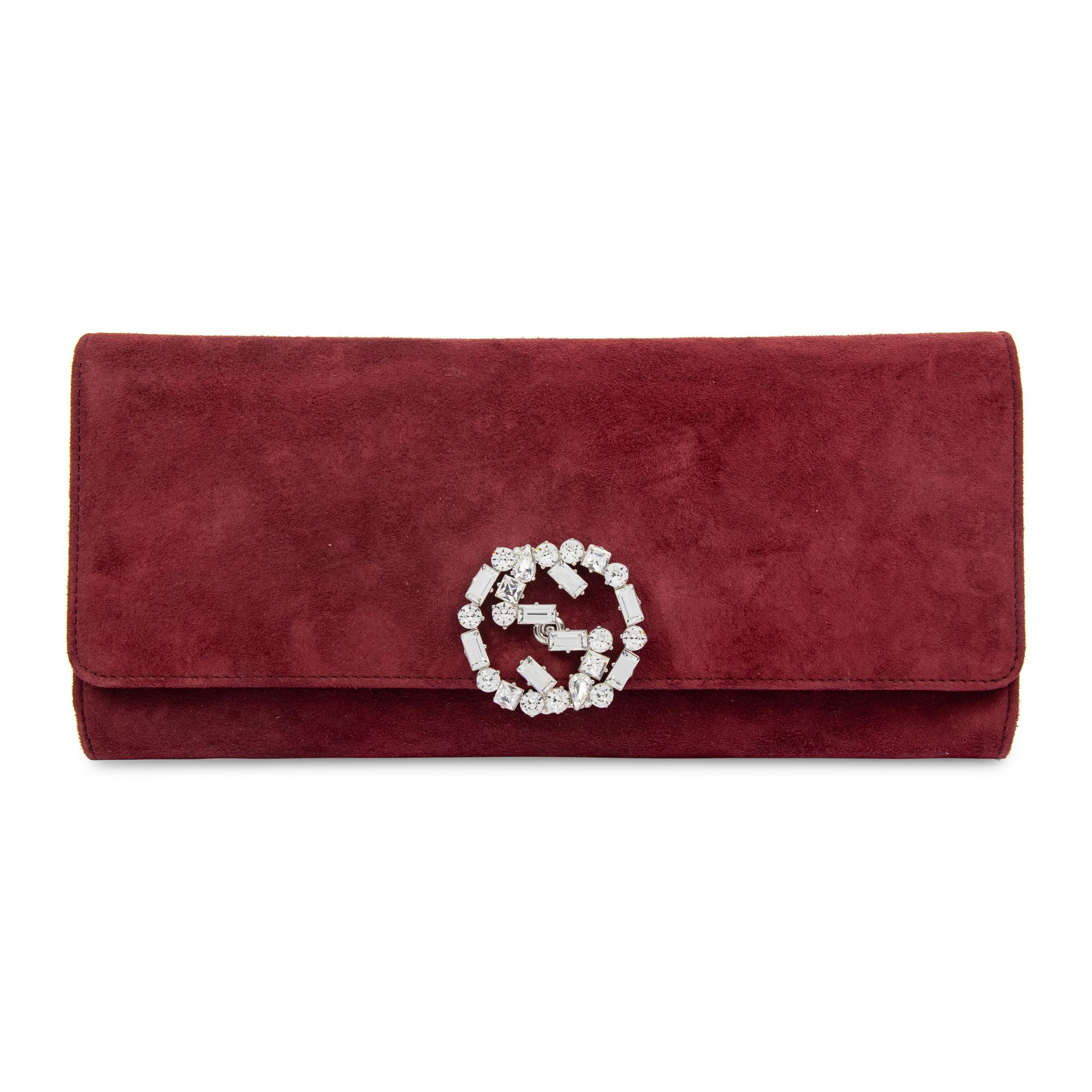 Gucci, Merlot Suede Clutch