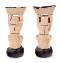 A Pair of Chinese Cizhou Style Porcelain Figural-Form Candlesticks
