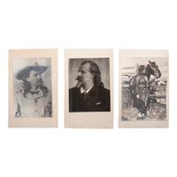 [WILD WEST SHOWS]. A group of 7 photographs and 2 real photo postcards of Buffalo Bill Cody from an album, comprising: