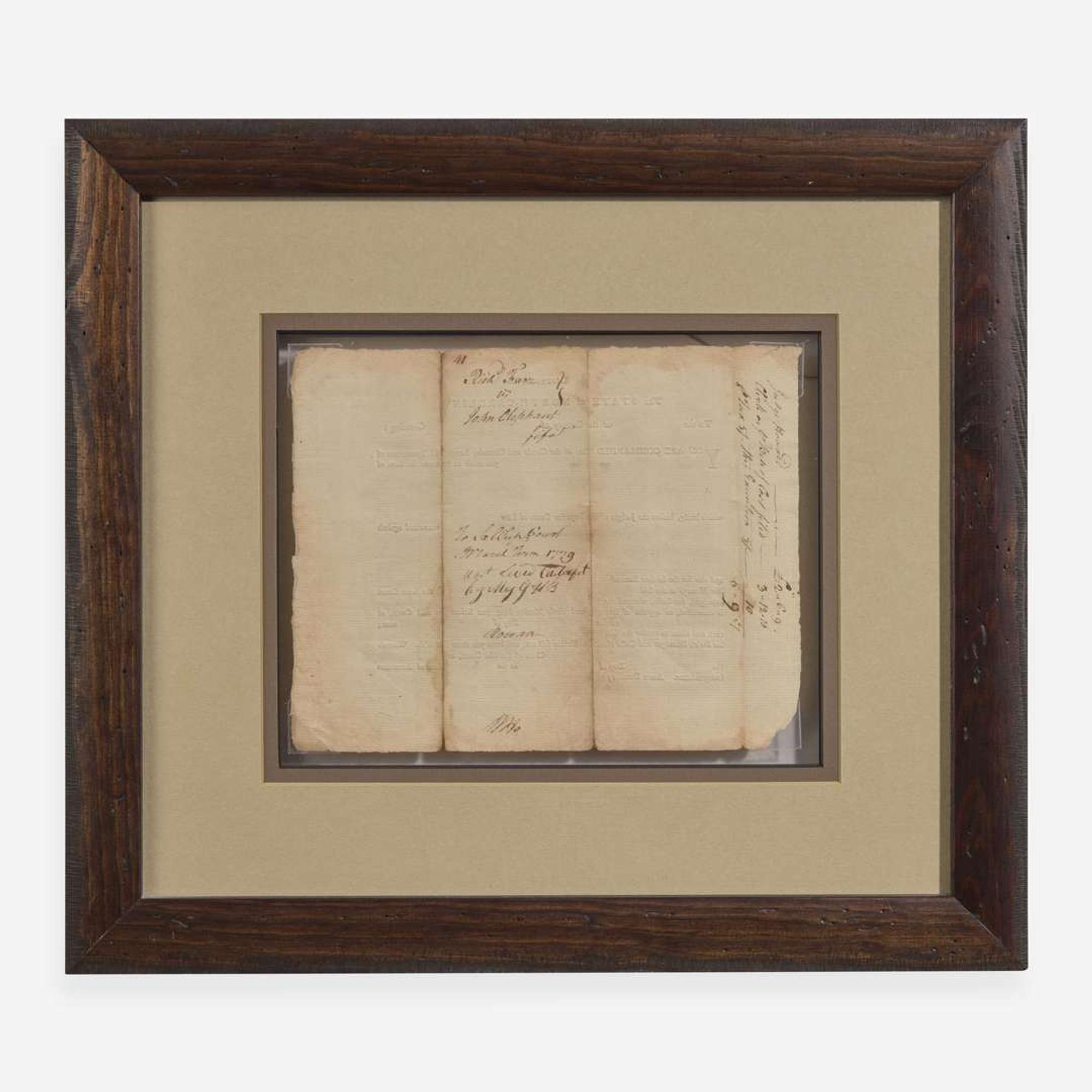 [Declaration of Independence] [North Carolina] Hooper, William Partially-Printed Document, initialed
