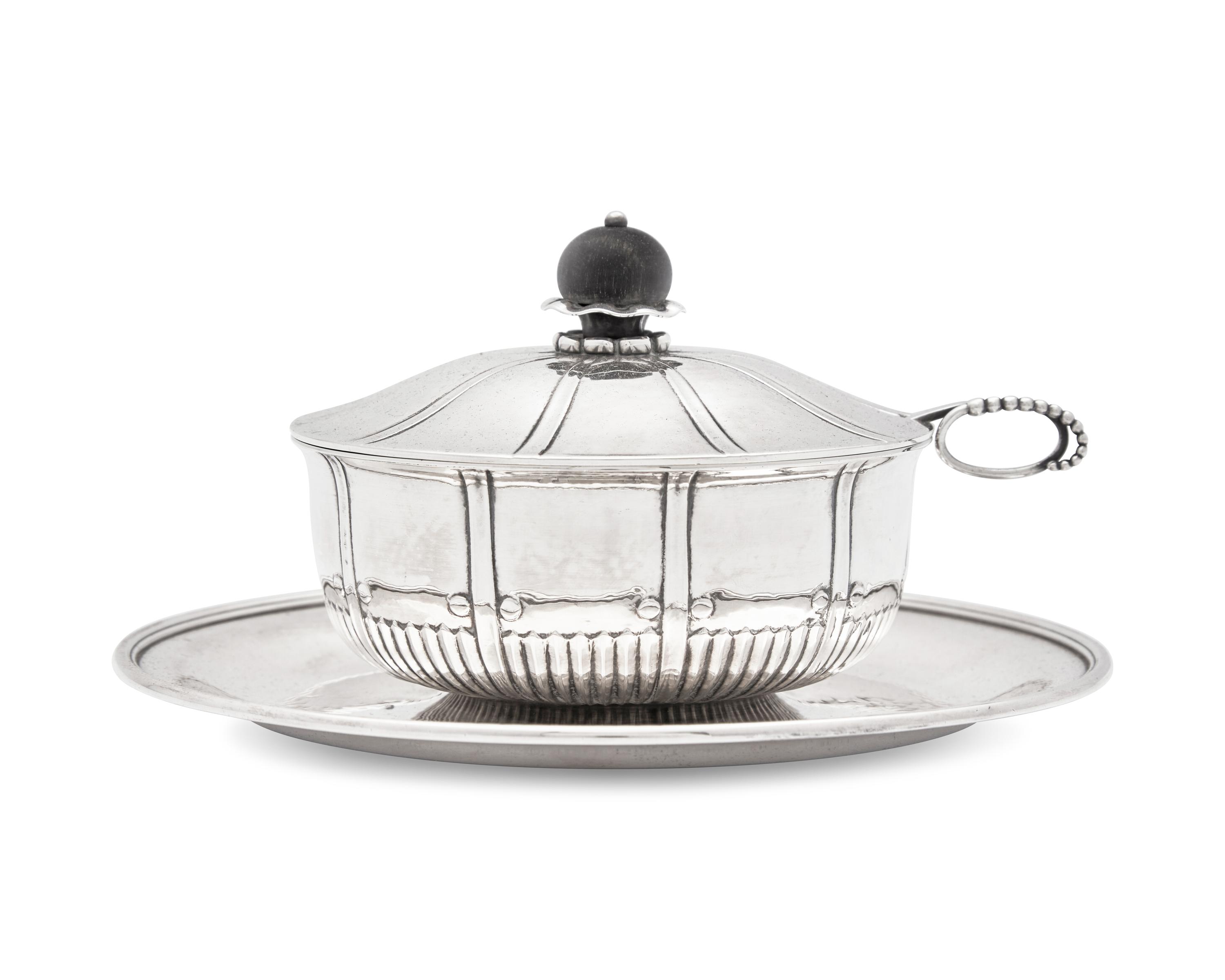 A Johan Rohde Designed Georg Jensen Silver Caviar Bowl and Underplate
