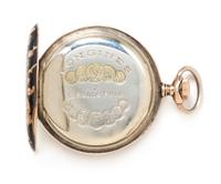 A Silver and Rose Gold Niello Hunter Case Pocket Watch, Longines for Cuervo & Sobrinos, Circa 1915, 39.40 dwts.