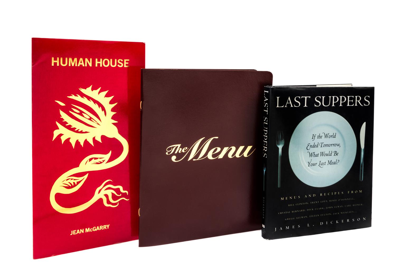 (ARTISTS BOOKS, CONCEPTUAL MENUS). Human House, by Jean McGarry [and] The Menu, by Toby Lee Greenberg. (with 1 other, 3 total)