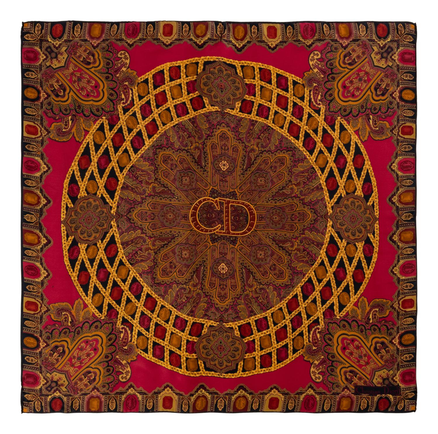 Two Dior Silk Scarves, 1970-90s