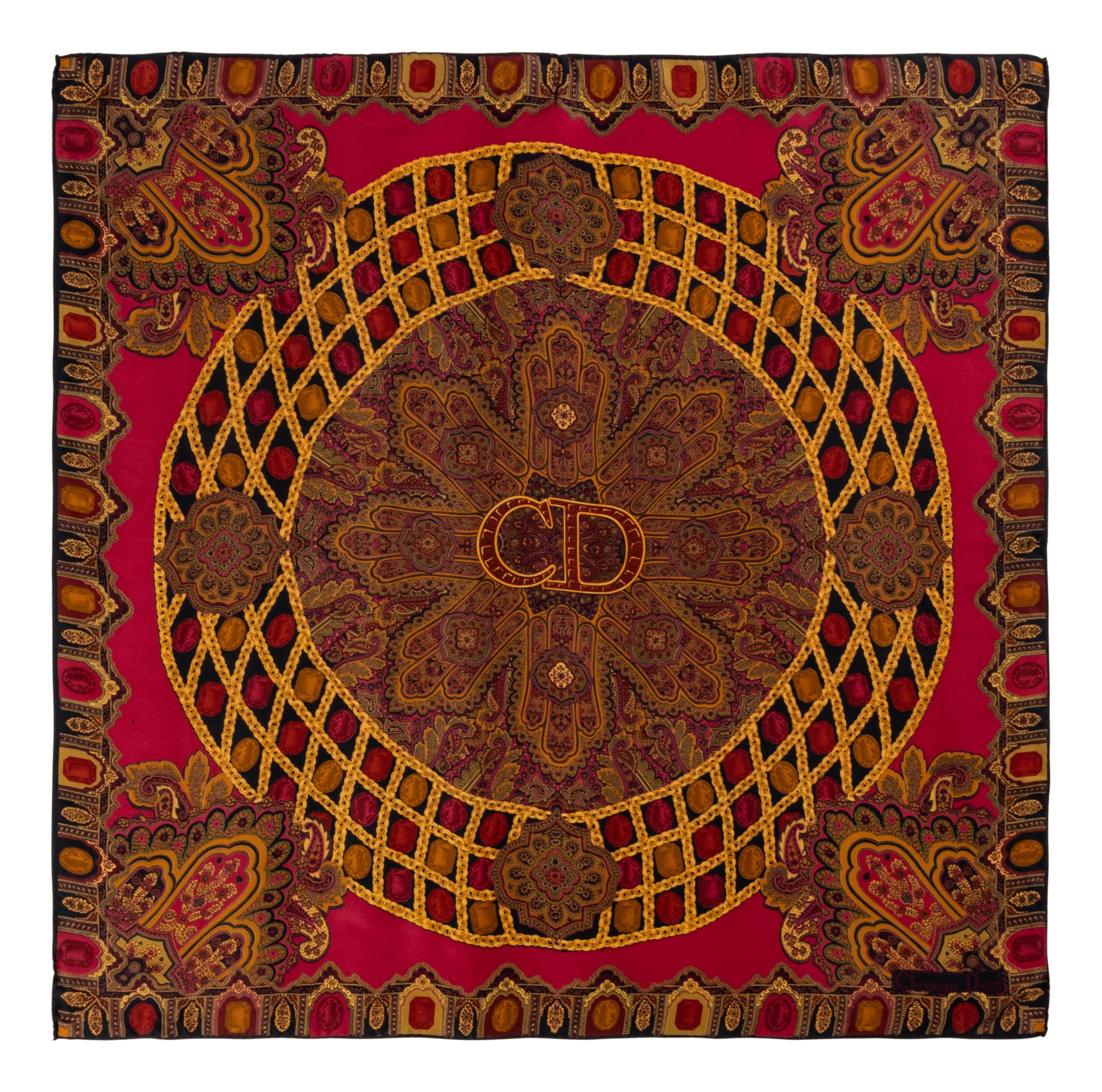 Two Dior Silk Scarves, 1970-90s