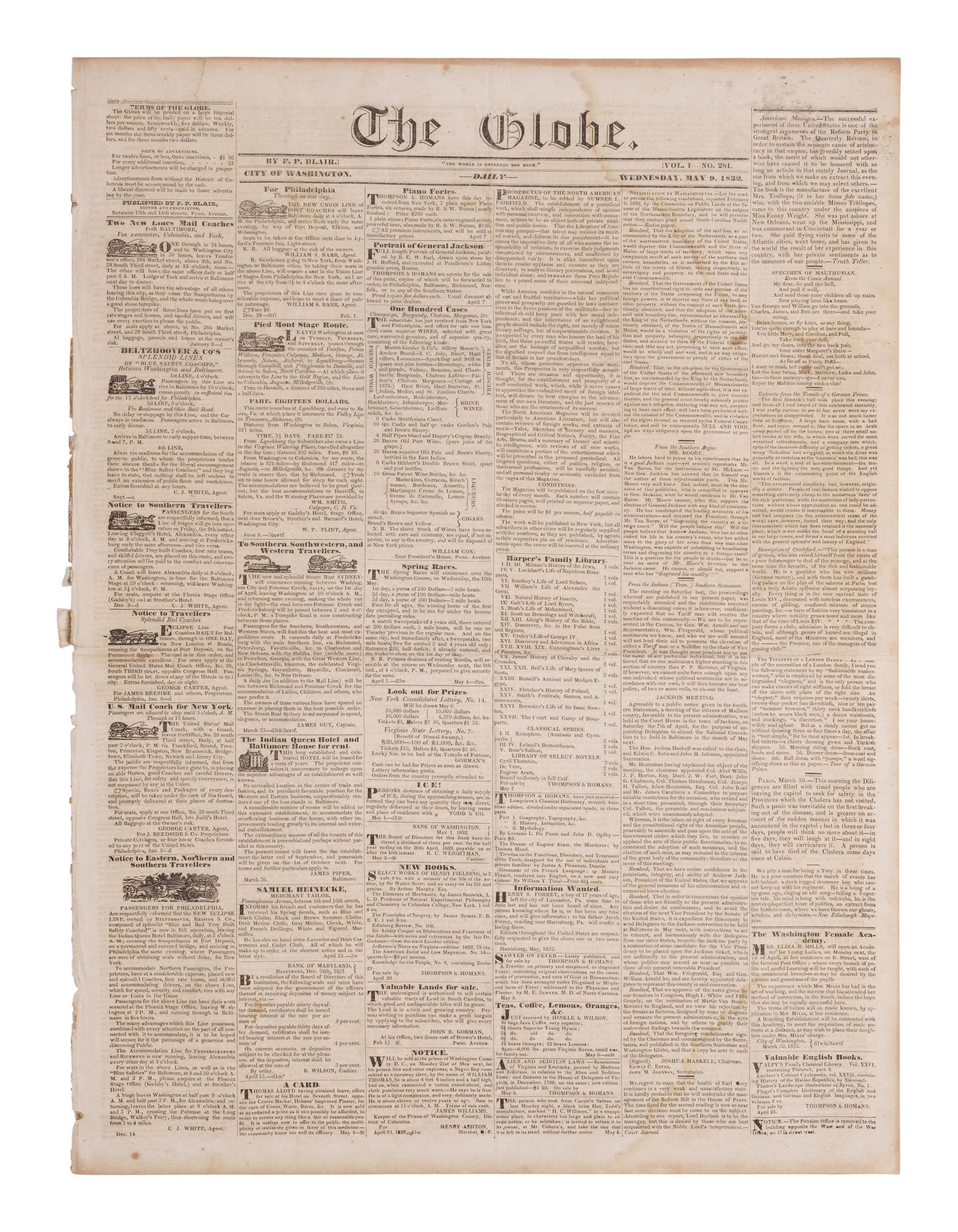 [NEWSPAPERS - TEXAS NEWS]. Collection of about 175 issues of various American newspapers featuring articles on Texas, printed between 1803 and 1860.