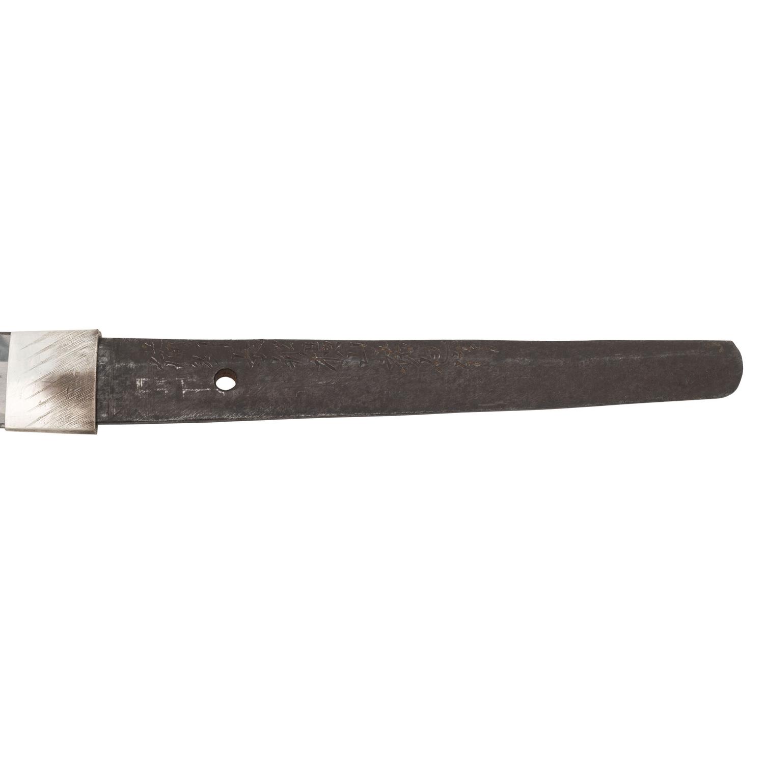 Signed WWII Japanese Shin Gunto with Edo-Period Blade, Family Mon, and Company Officer's Sageo
