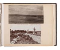 Exceptional album containing photographs of Pine Ridge Reservation and its surroundings, incl. Native American subjects, Indian schools, ceremonies, camp life, and Wounded Knee. Ca late 1890s-early 1900s.