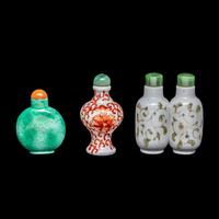 Three Chinese Famille Rose Porcelain Snuff Bottles