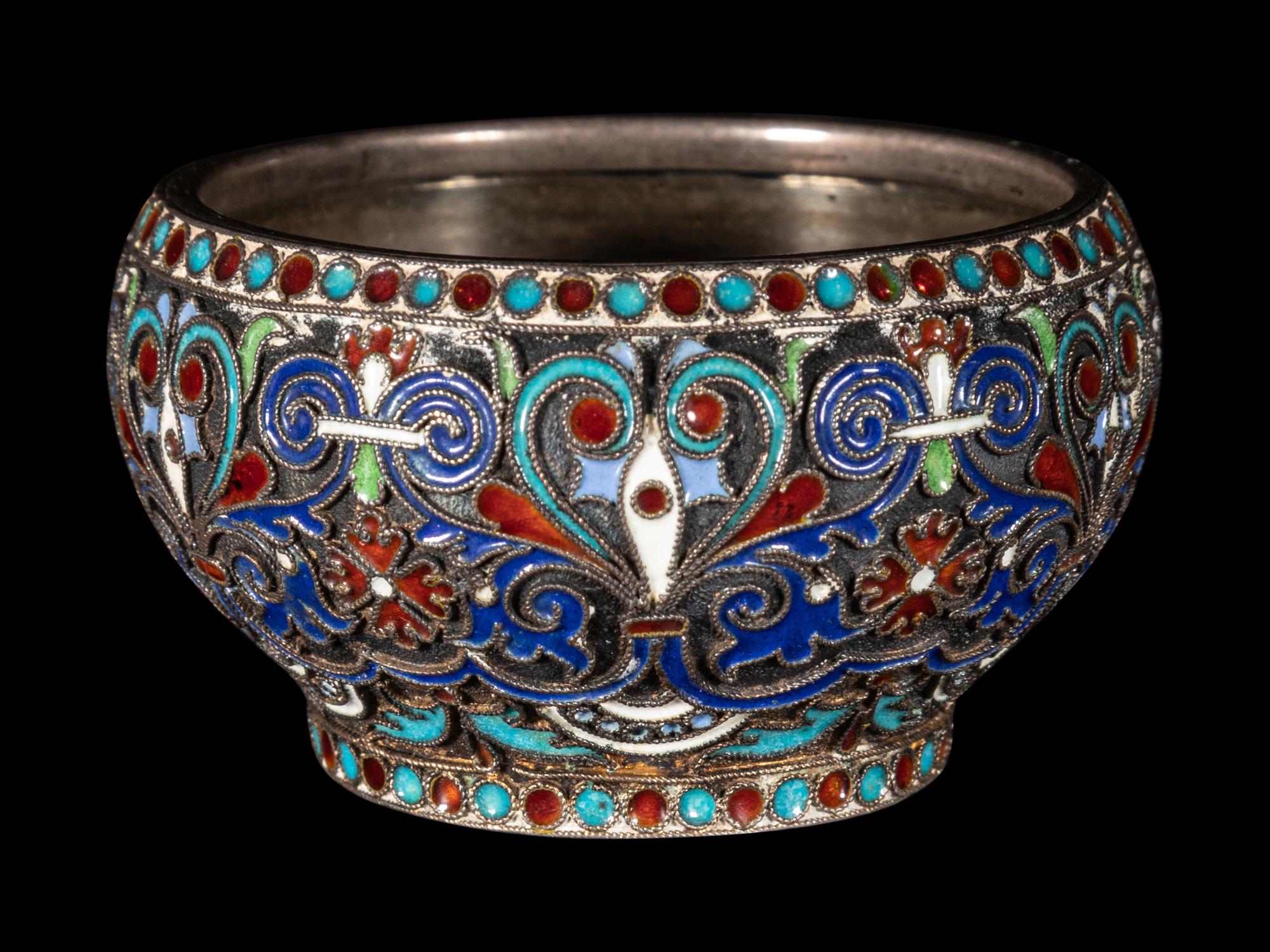 A Russian Enameled Silver Bowl