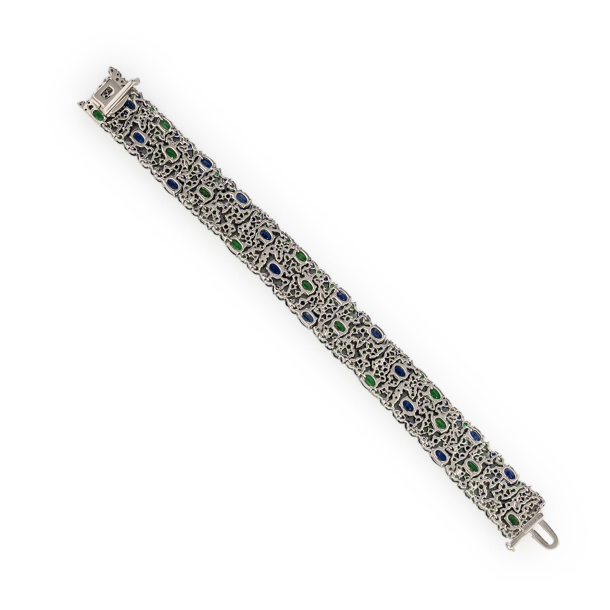 Robert Procop, Sapphire, Tsavorite Garnet, Diamond, and White Gold 'American Glamour' Bracelet