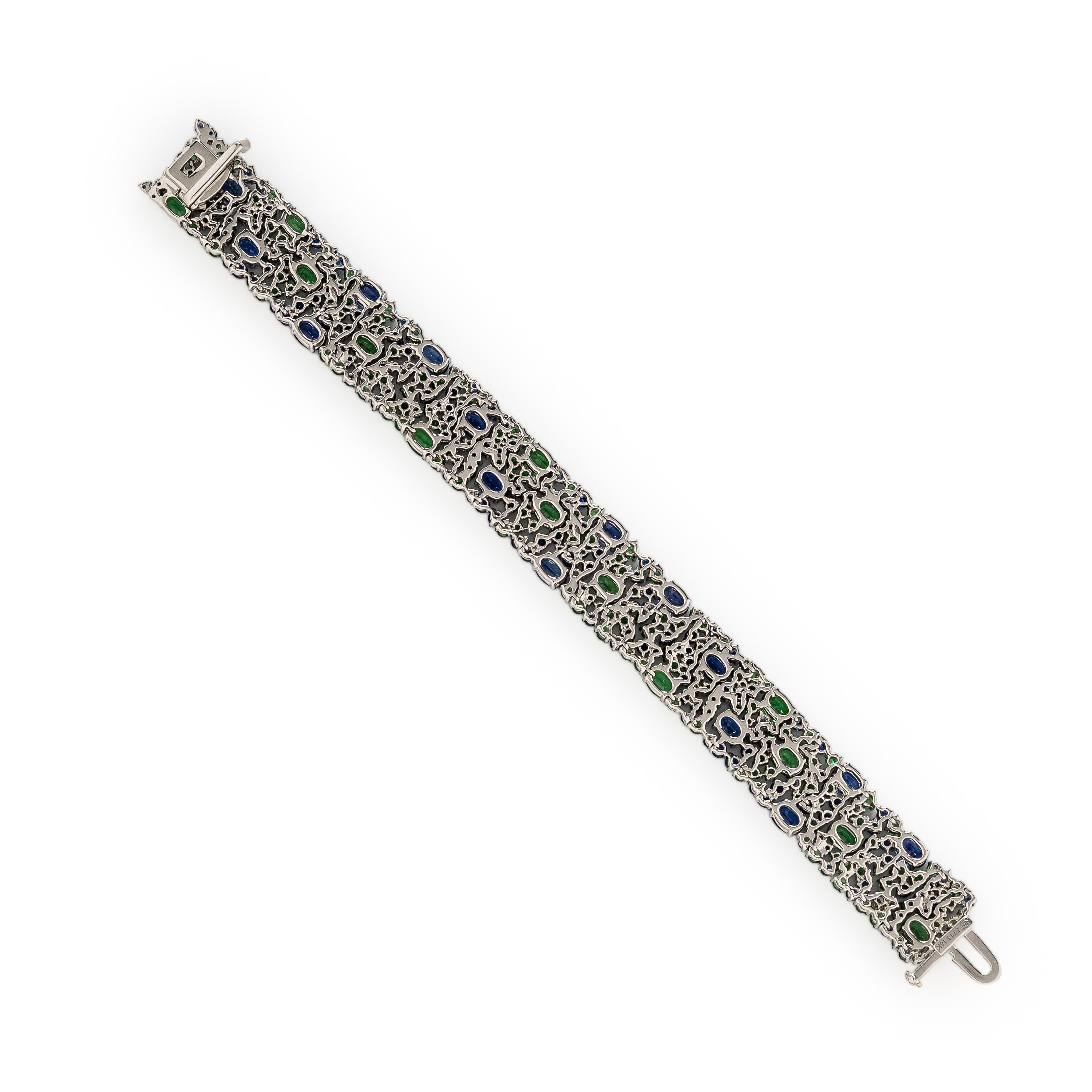 Robert Procop, Sapphire, Tsavorite Garnet, Diamond, and White Gold 'American Glamour' Bracelet