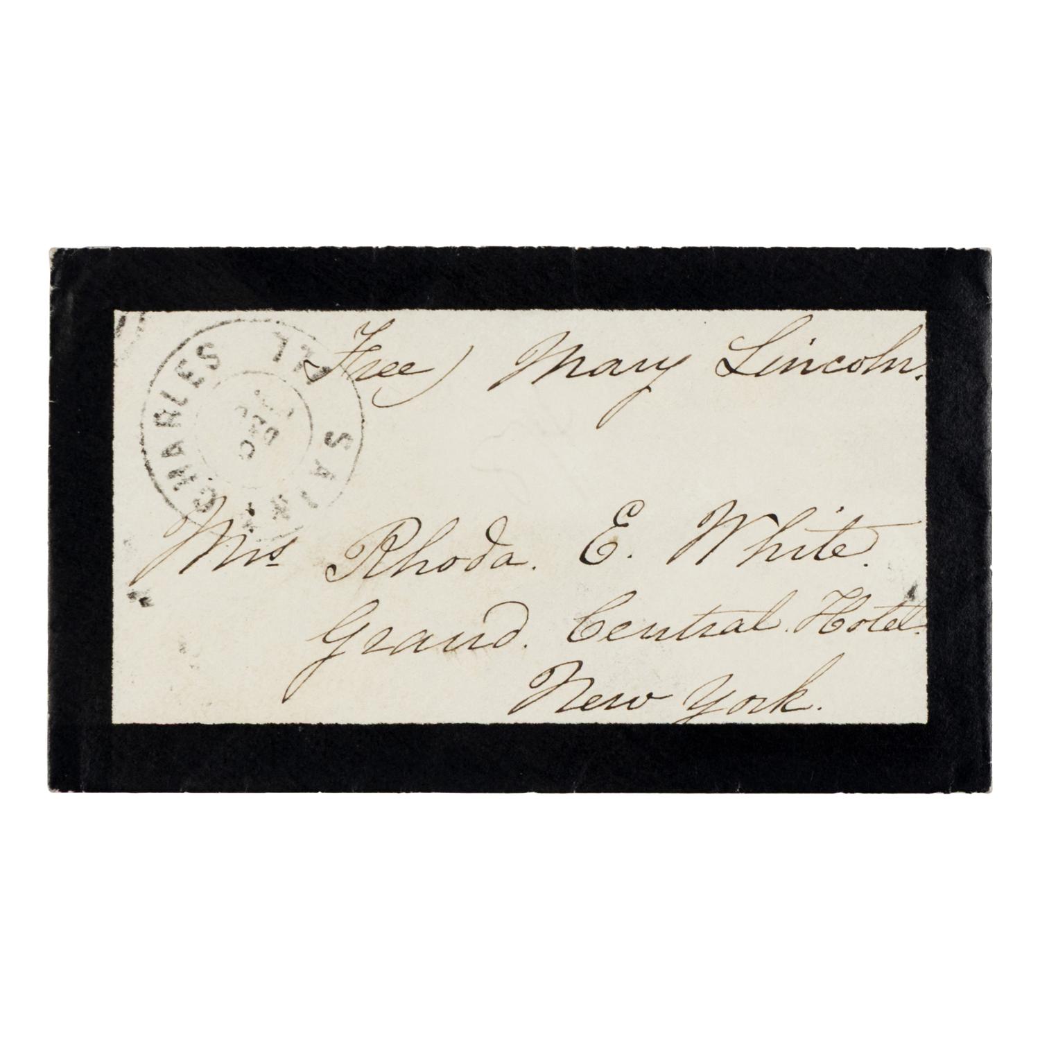 LINCOLN, Mary Todd (1818-1882). Autograph letter signed ("M.L.") to Rhoda White, Chicago, 8 December 1871.