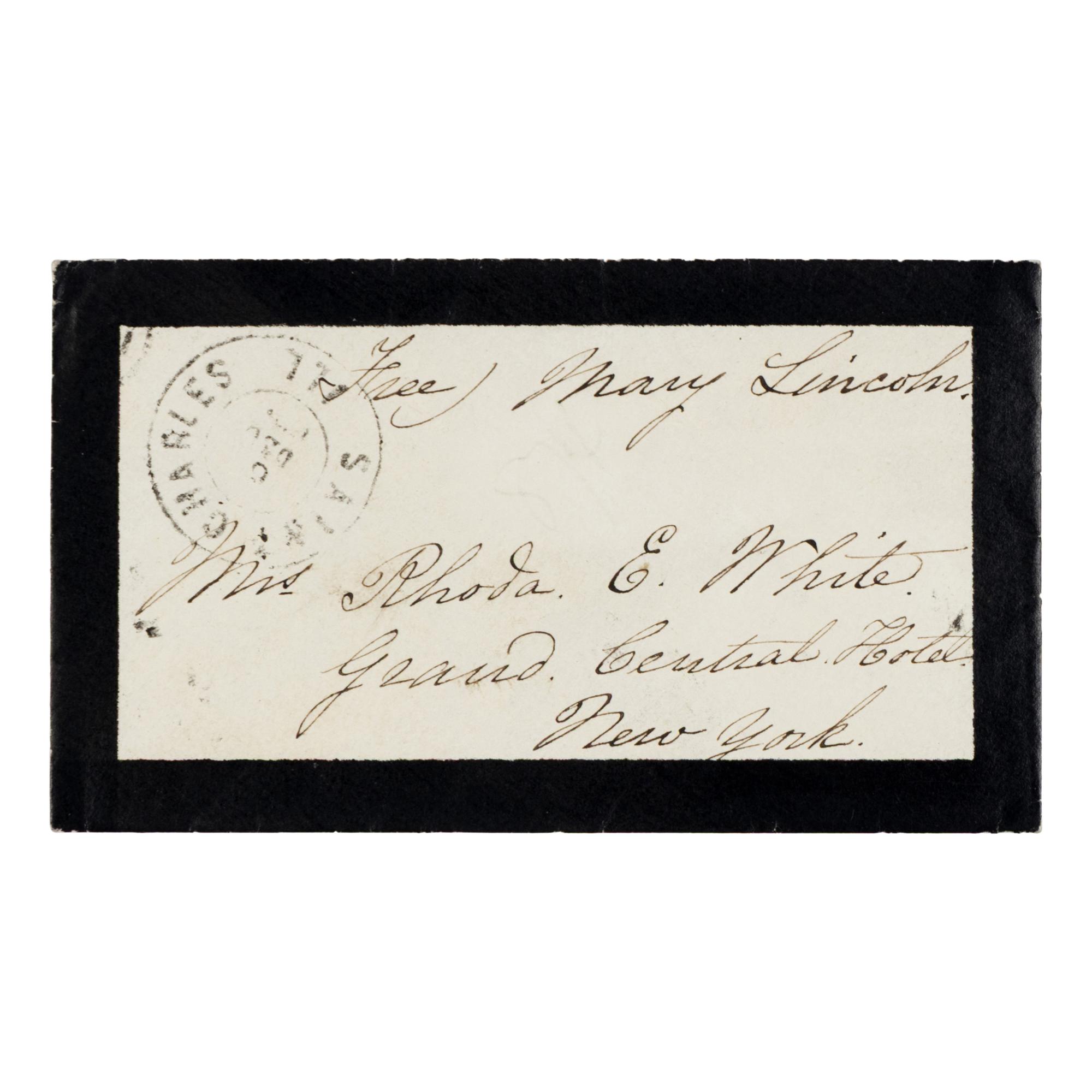 LINCOLN, Mary Todd (1818-1882). Autograph letter signed ("M.L.") to Rhoda White, Chicago, 8 December 1871.
